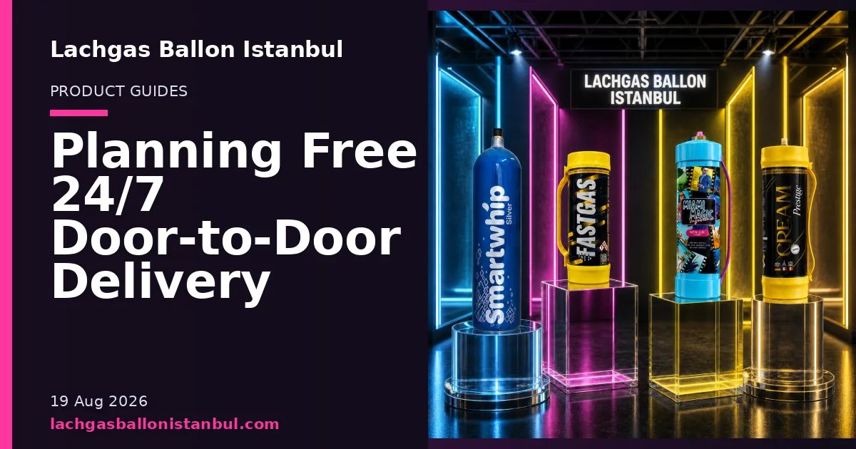 Lachgas Ballon Istanbul blog cover showing product cylinders in a studio setting