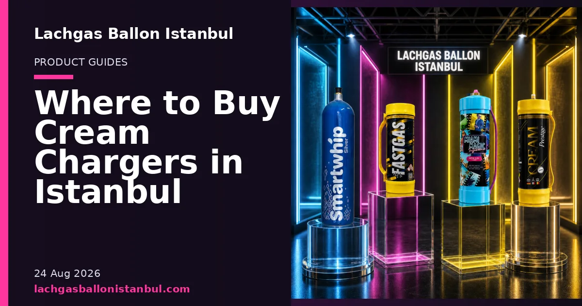 Lachgas Ballon Istanbul blog cover showing product cylinders in a studio setting